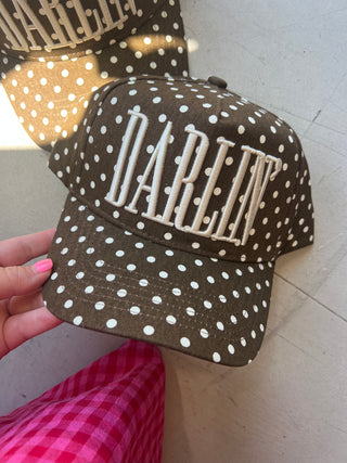 dalrin polka dot brown trucker hat