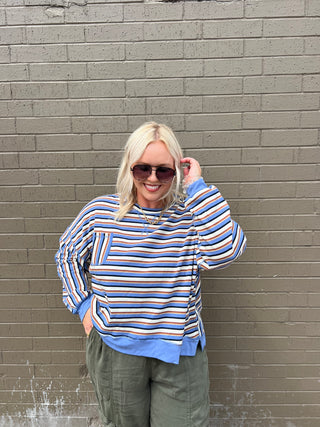 rise above striped knit top