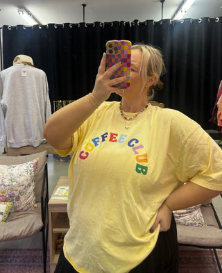 coffee club colorful graphic tee