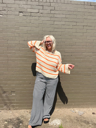 orange season striped top