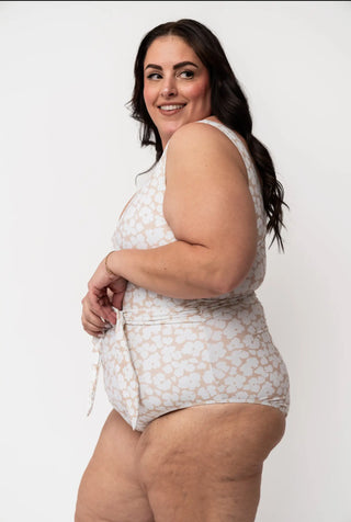 wrap up floral one piece swim