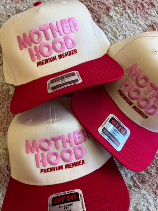 Motherhood premium member red trucker hat