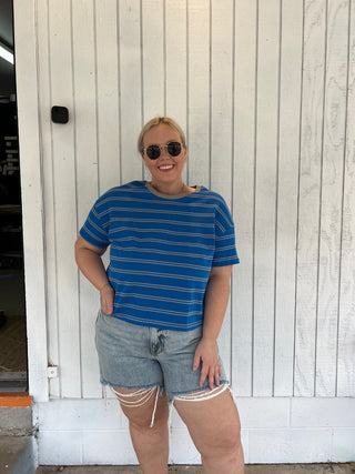 chase 'em pal blue striped top