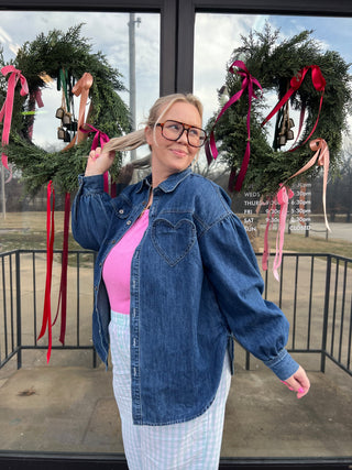 heart on my chest denim top