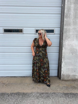 feelin' fine fall floral dress