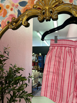 I am there pink striped shorts