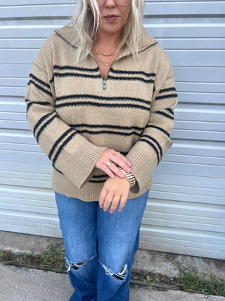 wear daily cozy striped quarter zip