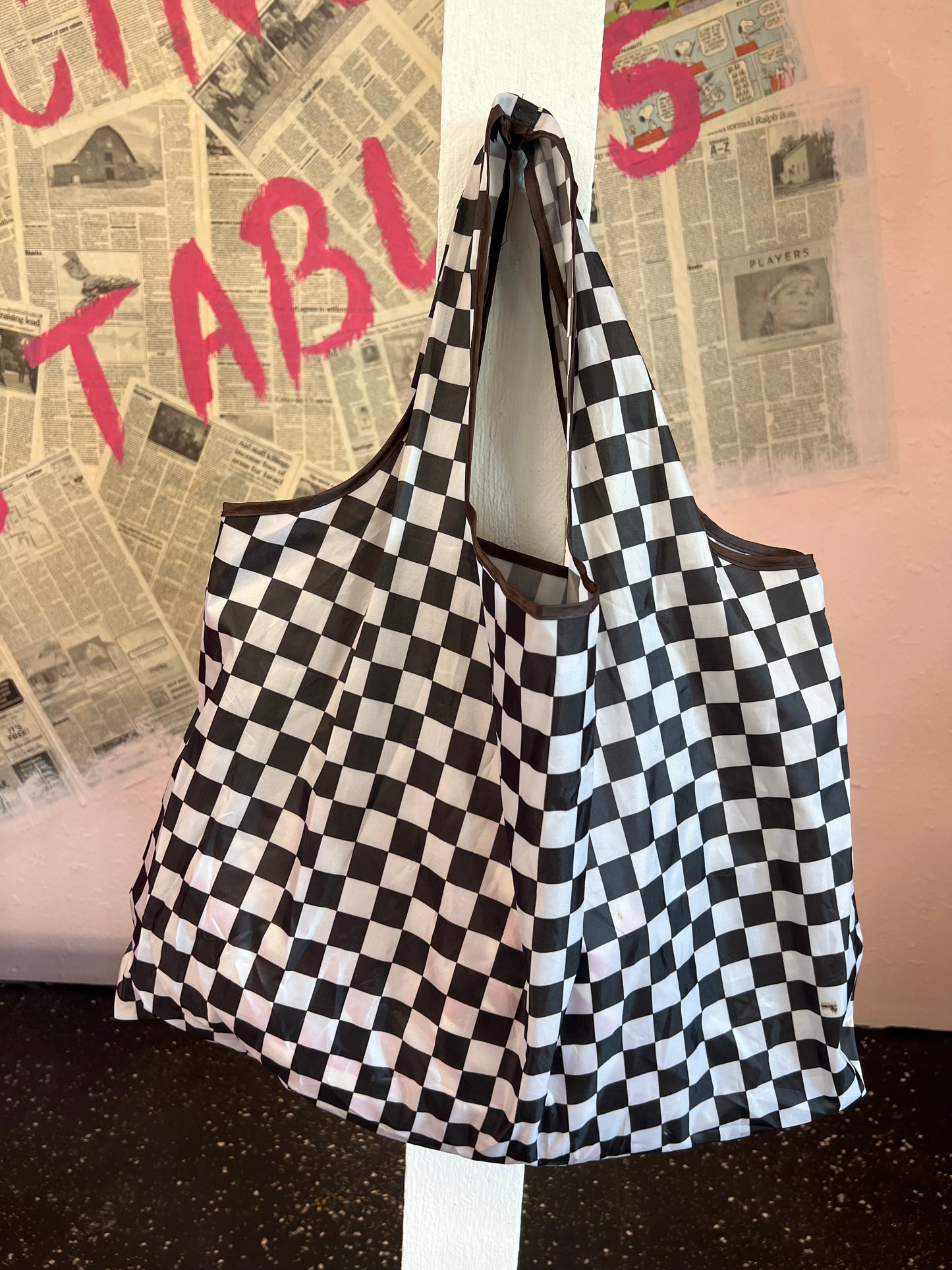 checkered vibes tote bag