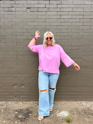 pop off pink mixed top