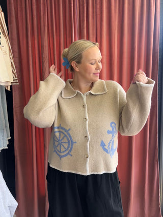 set sail with me collared sweater cardigan