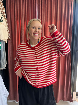 hometown feel red cardigan top