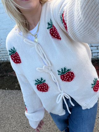 patch of berries sweater cardigan