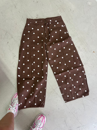 off the scene polka dot brown pants