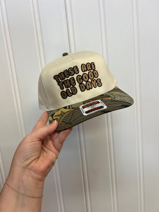 good old days red trucker camo hat