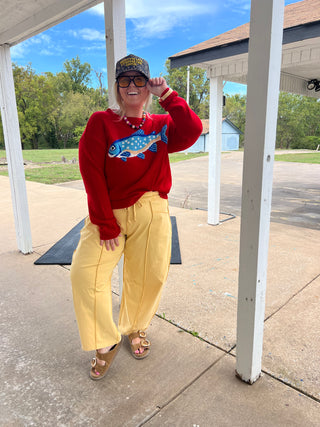 fish me away red sweater