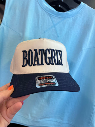 boatgrly navy trucker hat