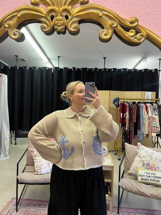 set sail with me collared sweater cardigan
