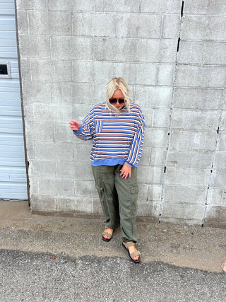 rise above striped knit top