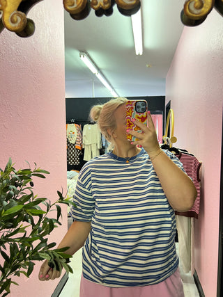 varsity blues striped top