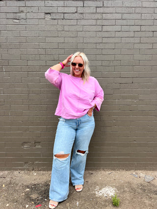 pop off pink mixed top