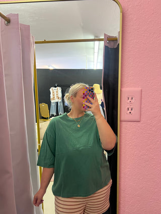 easy now green washed out tee