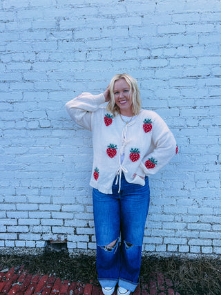 patch of berries sweater cardigan