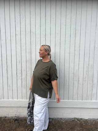 on the edge olive green top