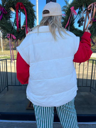 wishing for a white christmas puffer vest