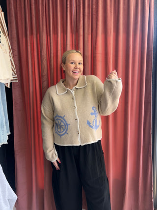 set sail with me collared sweater cardigan