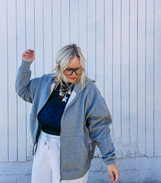 comfy and cozy grey zip jacket