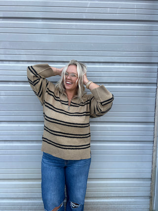 wear daily cozy striped quarter zip