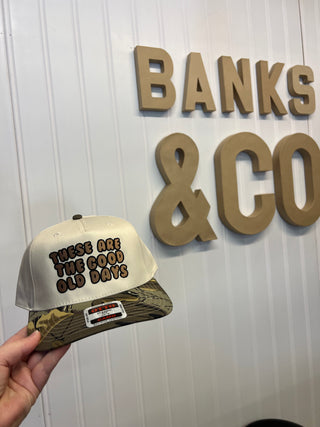 good old days red trucker camo hat