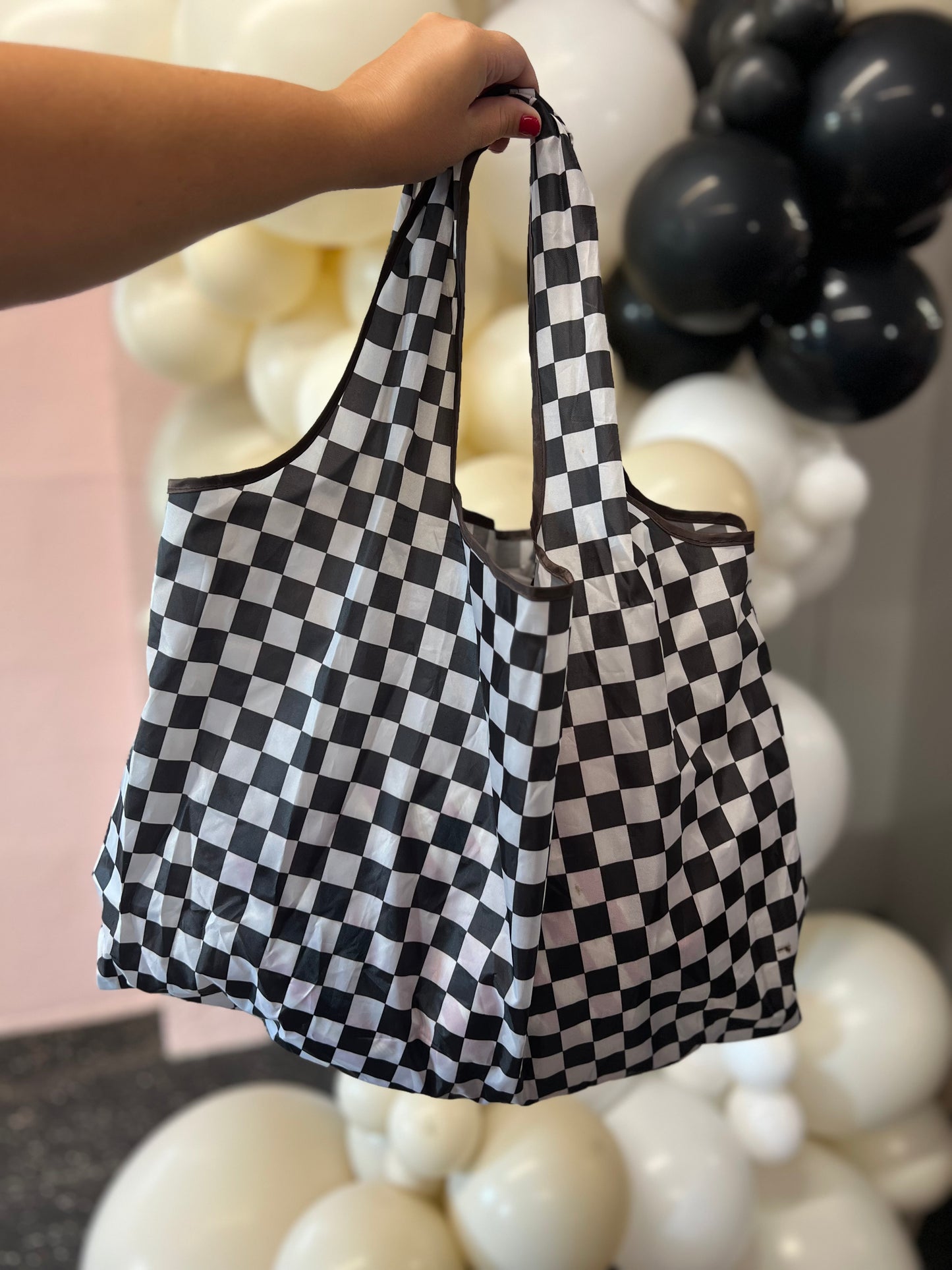 checkered vibes tote bag