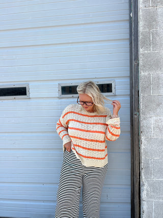 orange season striped top