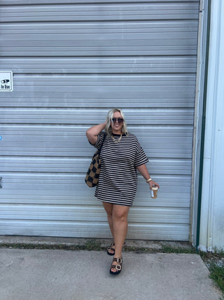 on my way striped tee dress