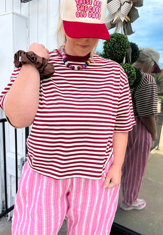 on my horizon red striped top