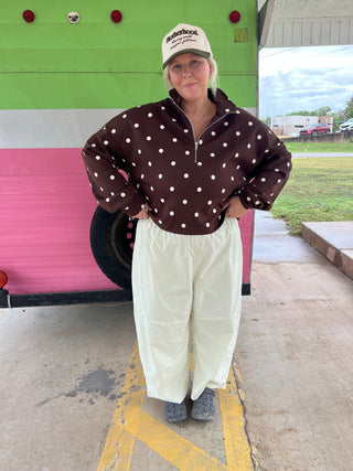 I must go polka dot 1/4 zip