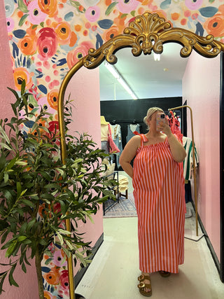 I see a trip striped maxi dress