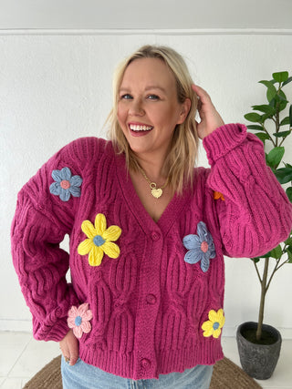 flower power pink cardigan