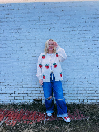 patch of berries sweater cardigan