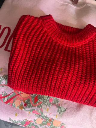 merriest red knit sweater