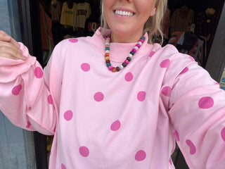 pretty me all day polka dot mock sweatshirt