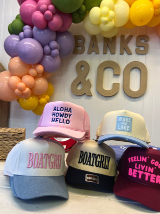 boatgrly denim trucker hat