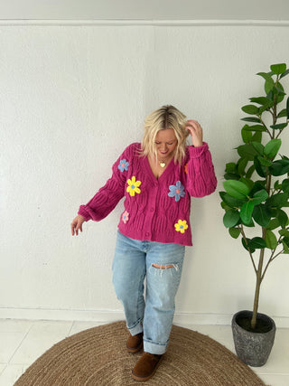 flower power pink cardigan