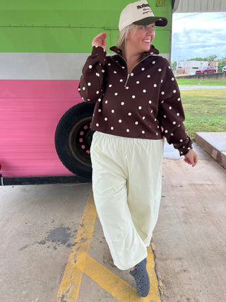 I must go polka dot 1/4 zip