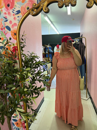 fit and fun gingham maxi dress