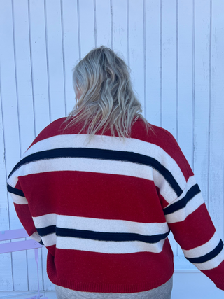 to the finish striped top