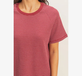slow morning burgundy striped top