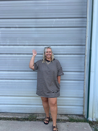 on my way striped tee dress