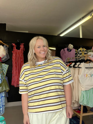 easy going striped yellow top